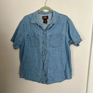Vintage Faded Glory Women's Light Blue Denim Blouse